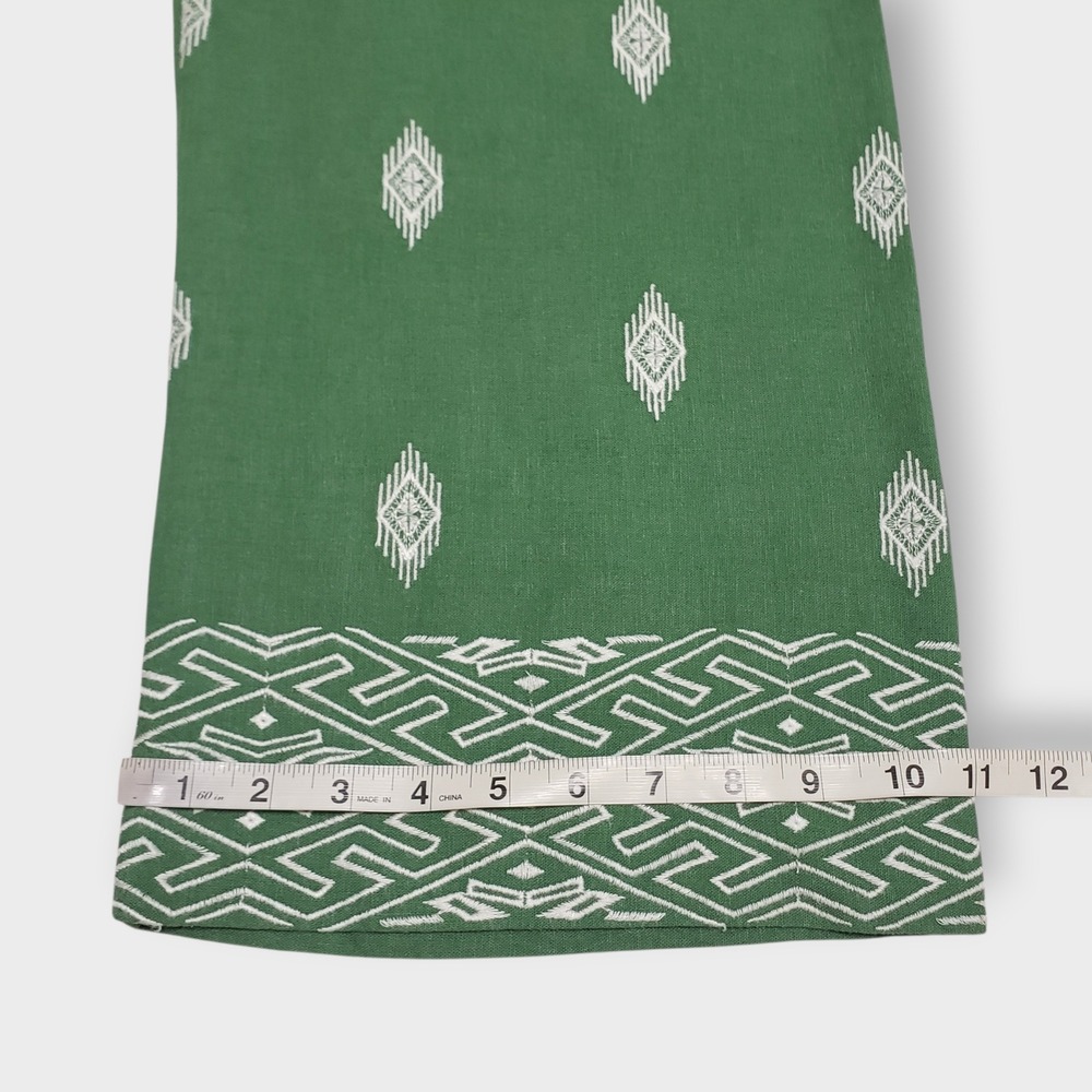 NWT Soft Surroundings Green Embroidered Linen Blend Wide Leg Crop Pants Small - Picture 12 of 12